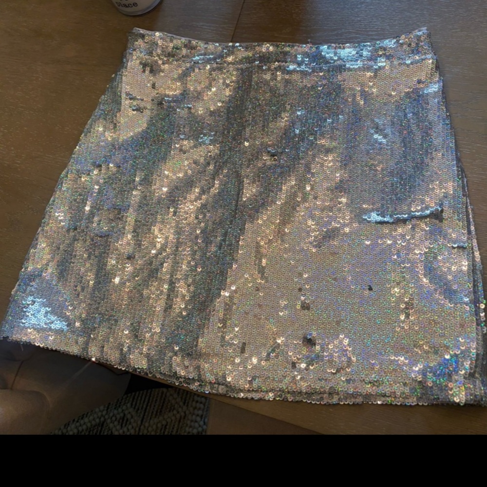 Gianni Bini Silver Sequin Mini Skirt